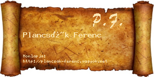 Plancsák Ferenc névjegykártya